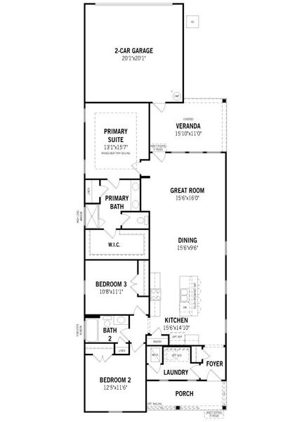 2D floor plan layout for the Lucie by Mattamy Homes in Bratton Pointe, Rock Hill, SC (Image 3).