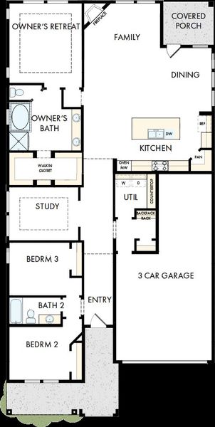 2D floor plan layout of this home in Monterra - Gardens, Fate, TX (Image 5).