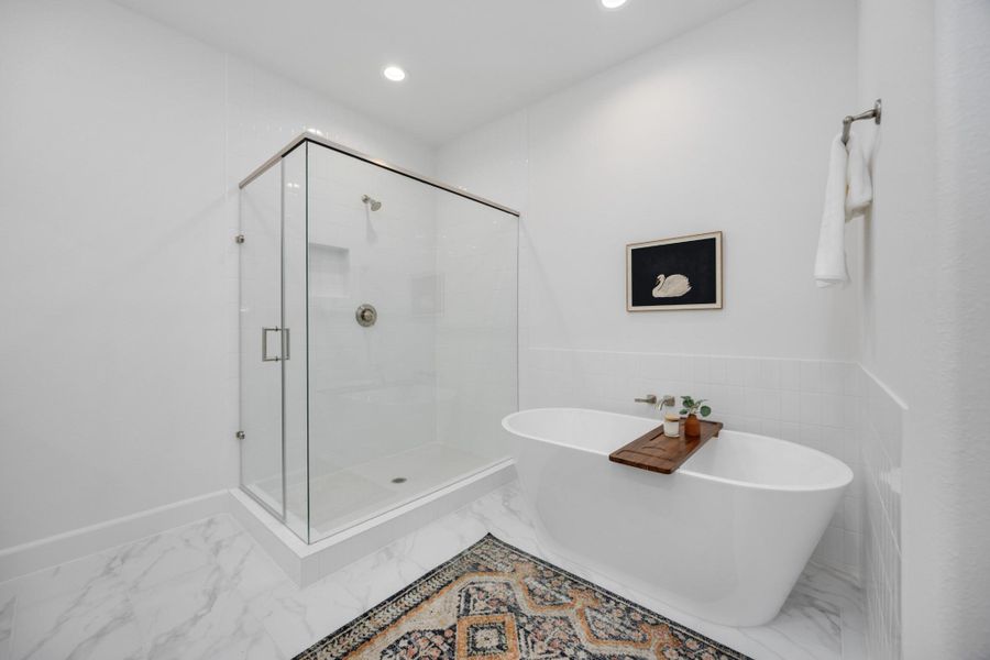 This luxurious setup strikes the perfect balance between style and serenity—whether you’re powering up for the day or winding down for the night, this space makes it feel effortless.