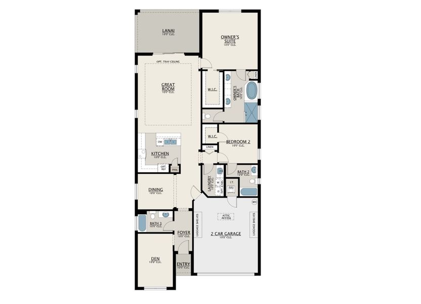 2D floor plan layout for the Antigua by Medallion Home in The Willows Single-Family Homes, Parrish, FL (Image 3).