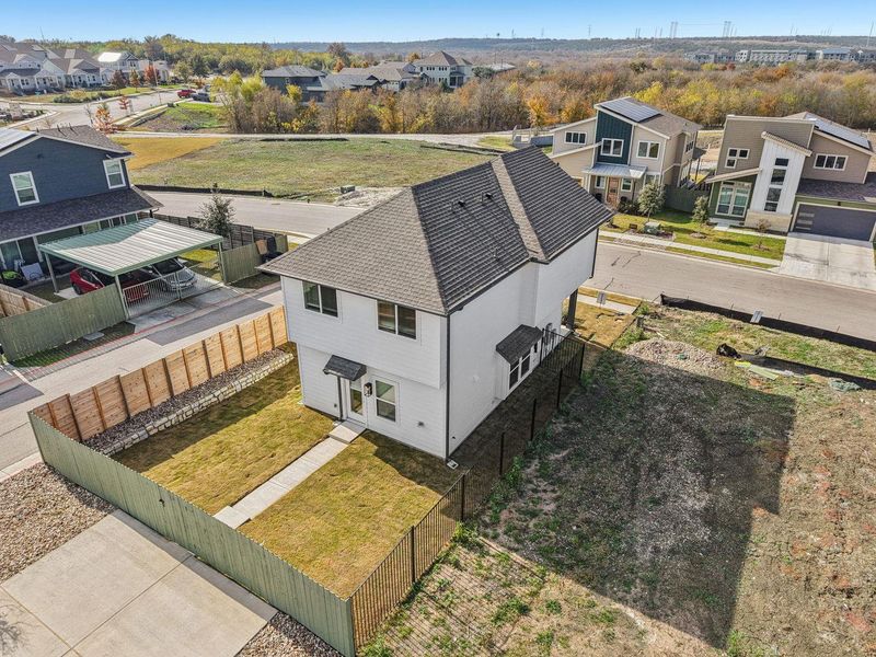 Aerial perspective of suburban area