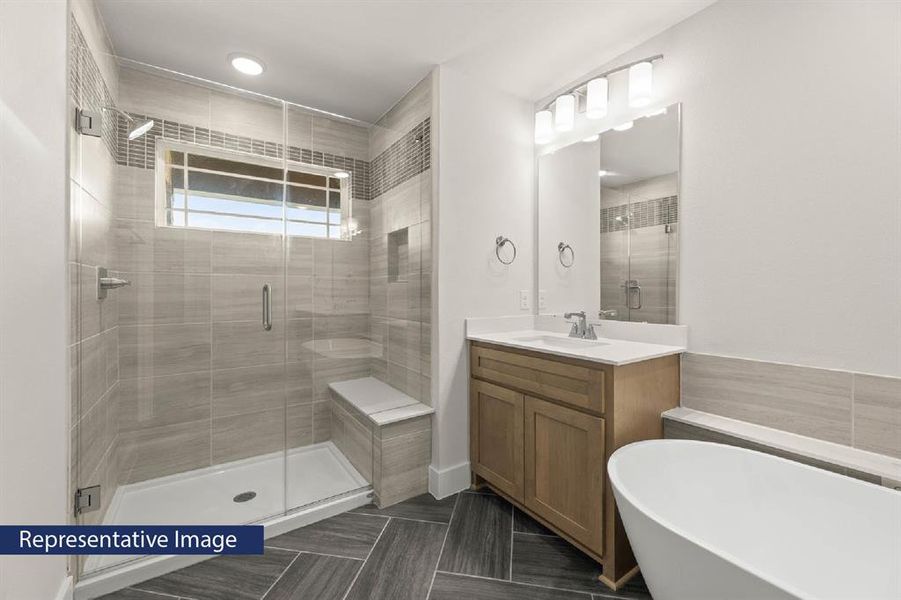 Furnished interior view inside a new home in The Abbey at Mercer Crossing, Farmers Branch (Image 16).