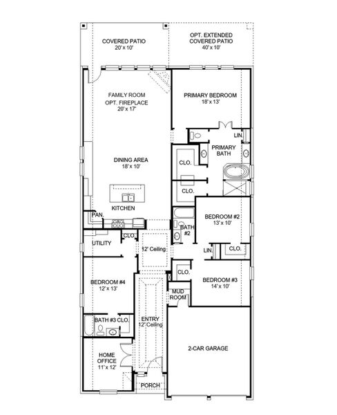 2D floor plan layout of this home in Parkside on the River West, Georgetown, TX (Image 3).