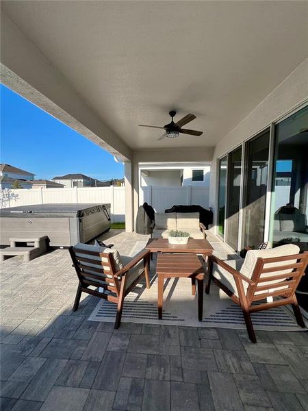 Exterior details and patio area of a home in Persimmon Park - Garden Series, Wesley Chapel (Image 3). Exterior details and patio area of a home in Persimmon Park - Garden Series, Wesley Chapel (Image 3).
