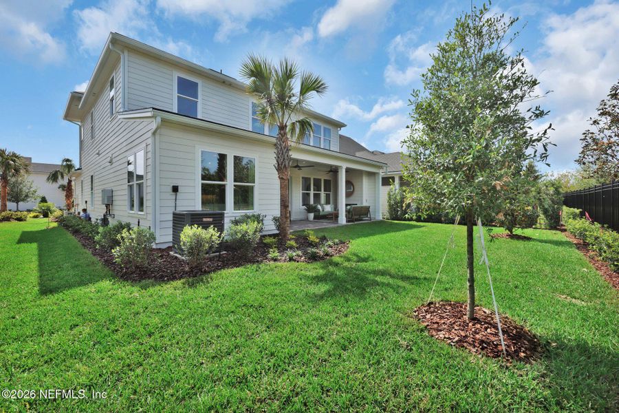 Exterior details and patio area of a home in Mariposa at EverRange 40' Series, Jacksonville (Image 30).