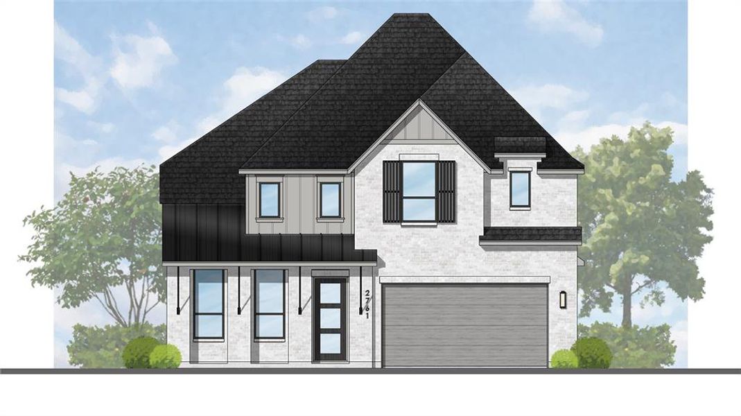 Exterior rendering of this home design in Sandbrock Ranch, Aubrey, TX (Image 2).