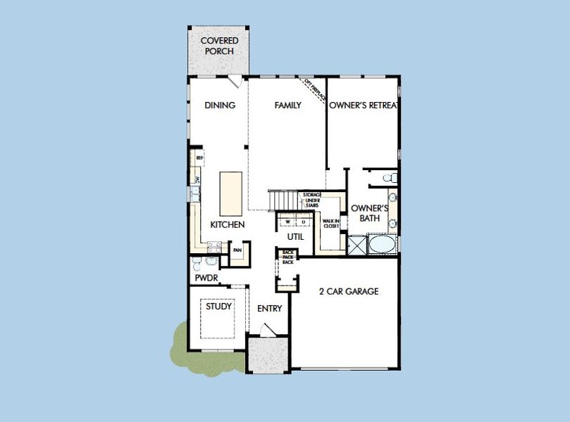 2D floor plan layout for the The Camellia by David Weekley Homes in Headwaters 50' - Executive Series, Dripping Springs, TX (Image 3).