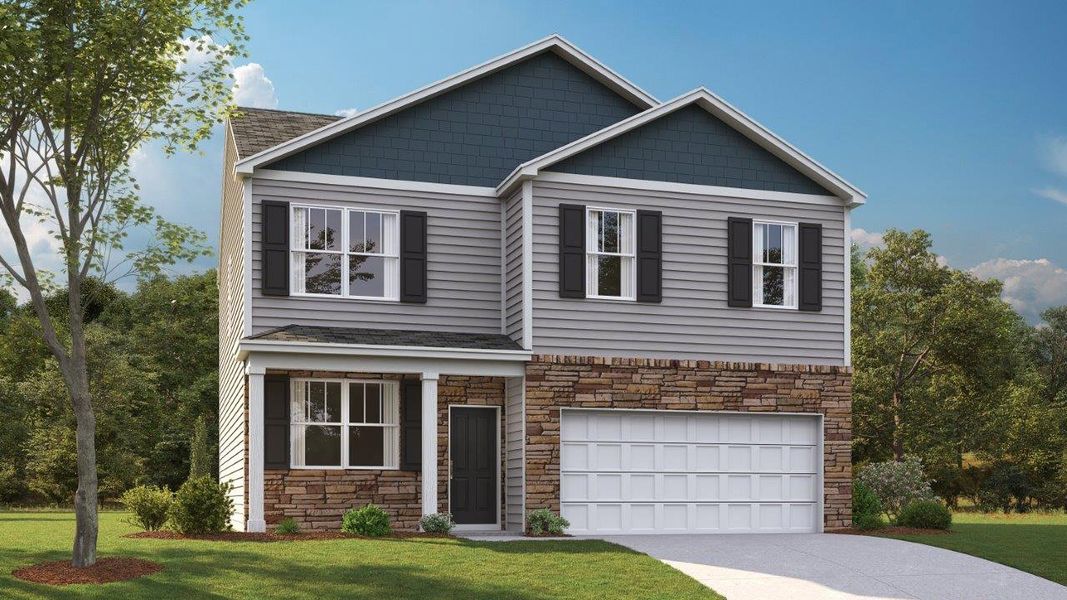 Front exterior of a new home in Byrd Farms, Dayton, TN, highlighting curb appeal (Image 19). Front exterior of a new home in Byrd Farms, Dayton, TN, highlighting curb appeal (Image 19).