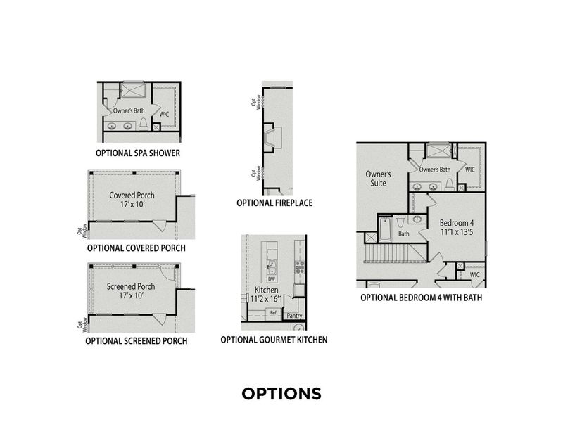 2D floor plan layout for the The Grace A by Davidson Homes LLC in Gregory Village, Lillington, NC (Image 5).