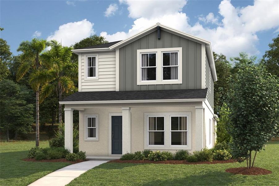 Front exterior of a new home in Pasadena Ridge, Zephyrhills, FL, highlighting curb appeal (Image 1). Front exterior of a new home in Pasadena Ridge, Zephyrhills, FL, highlighting curb appeal (Image 1).