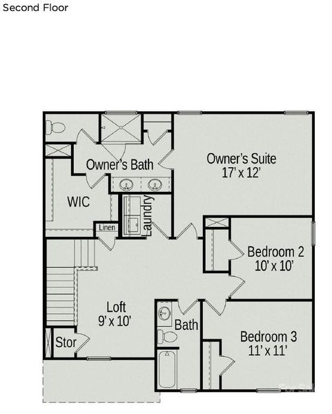 2D floor plan layout of this home in Cedar Meadows, Monroe, NC (Image 3).