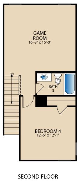 2D floor plan layout of this home in Cool Water at Sonterra, Jarrell, TX (Image 5).