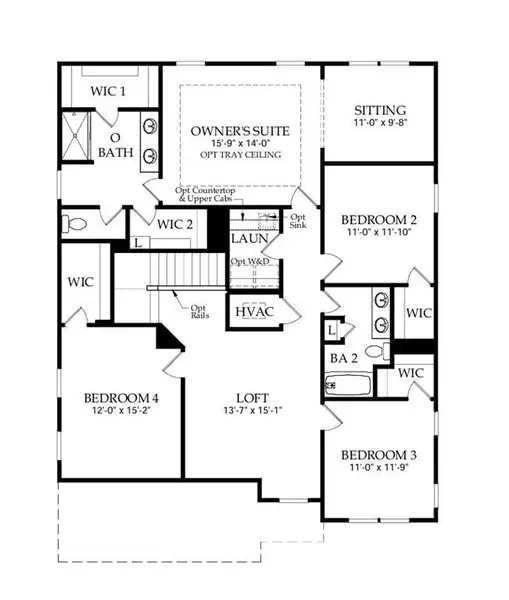 2D floor plan layout of this home in Creekside at Skelton, Jefferson, GA (Image 3).