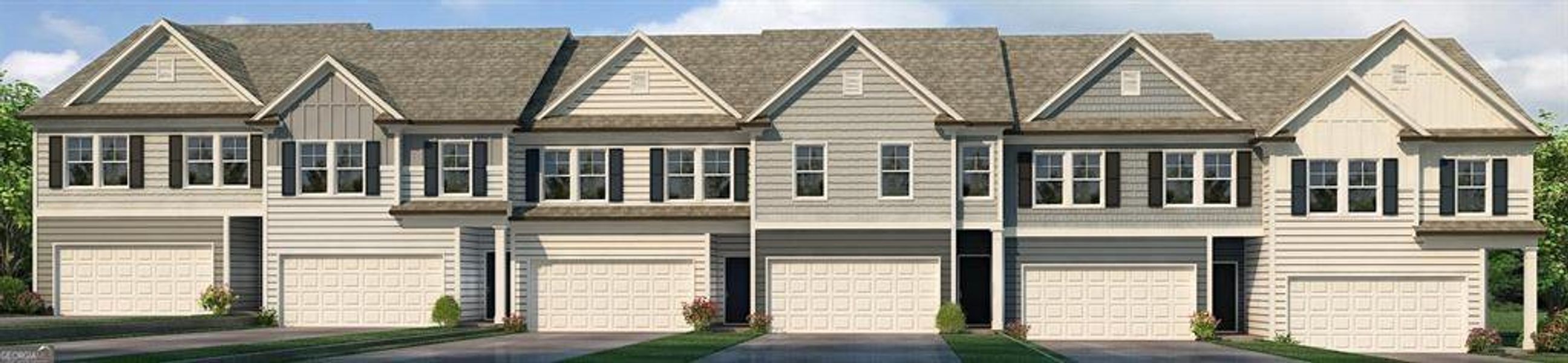 Front exterior of a new home in , Hoschton, GA, highlighting curb appeal (Image 2).