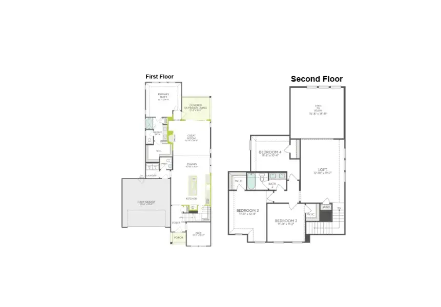 2D floor plan layout of this home in Union Park, Little Elm, TX (Image 3).