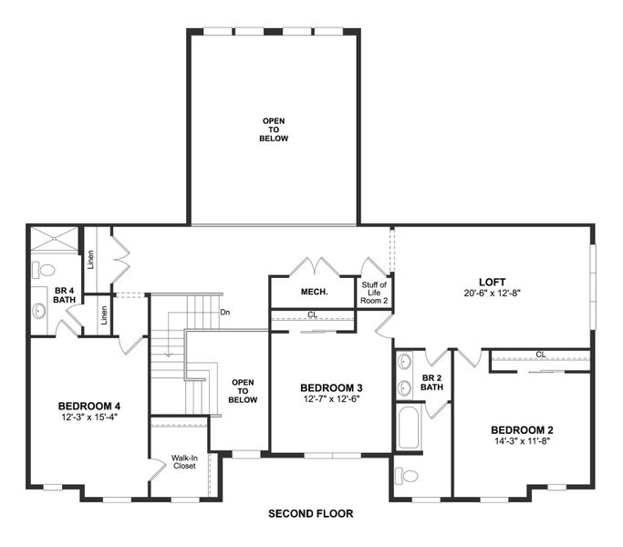 2D floor plan layout for the Montpelier by K. Hovnanian® Homes in Eden Preserve, Altamonte Springs, FL (Image 4).