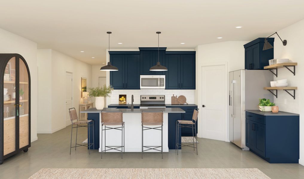 Kitchen with pendant lighting