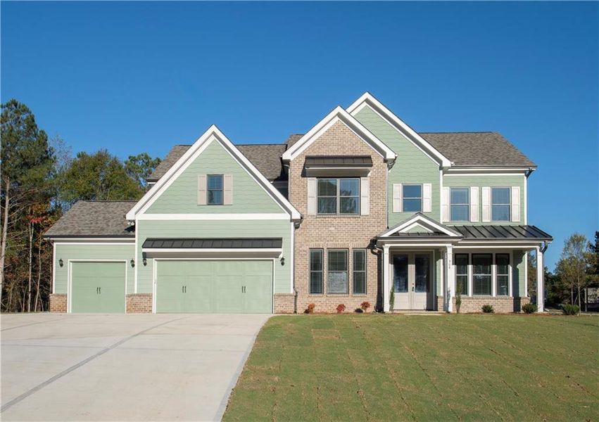 Front exterior of a new home in , Loganville, GA, highlighting curb appeal (Image 2). Front exterior of a new home in , Loganville, GA, highlighting curb appeal (Image 2).