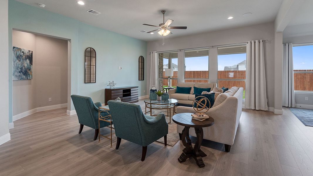 Representative furnished interior of a home built from the Guadalupe by D.R. Horton in Eden Ranch, Arlington (Image 23).