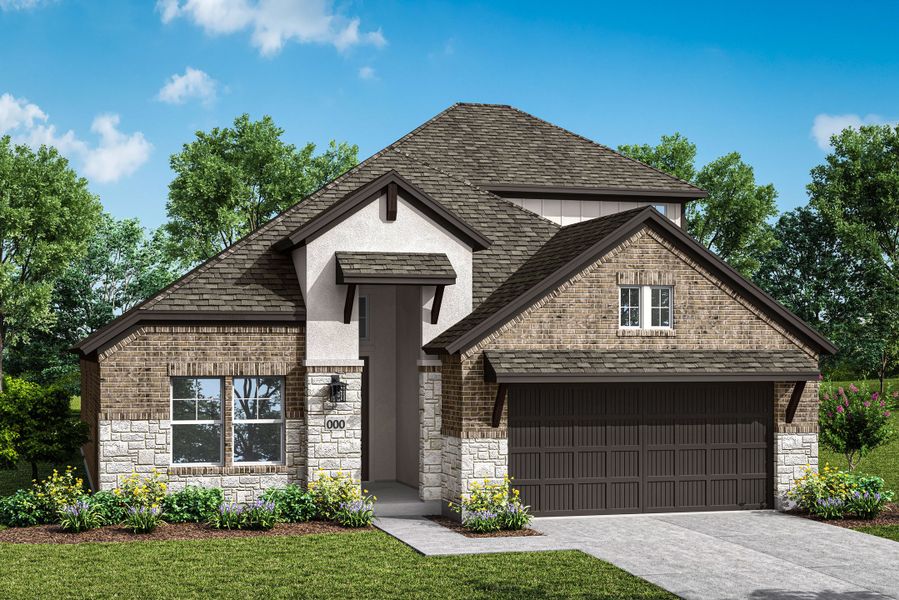 Representative exterior photo of a completed home built from the Fairfield by Tri Pointe Homes in Lariat, Liberty Hill, TX (Image 24).