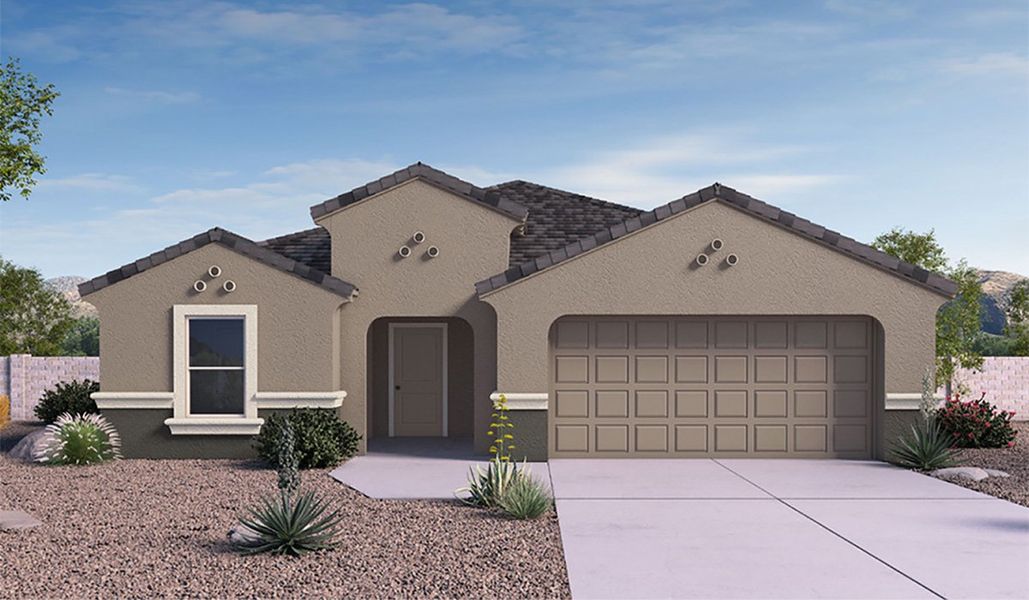 Representative exterior photo of a completed home built from the Denton by D.R. Horton in Hanson Ridge, Vail, AZ (Image 2).