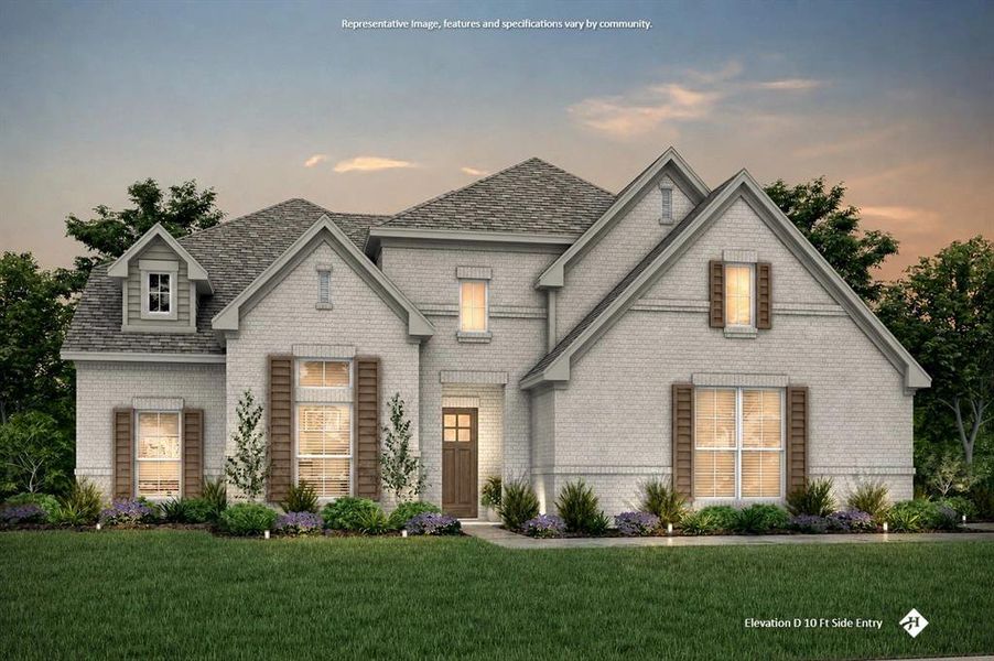 Front exterior of a new home in Levante, Waxahachie, TX, highlighting curb appeal (Image 1). Front exterior of a new home in Levante, Waxahachie, TX, highlighting curb appeal (Image 1).