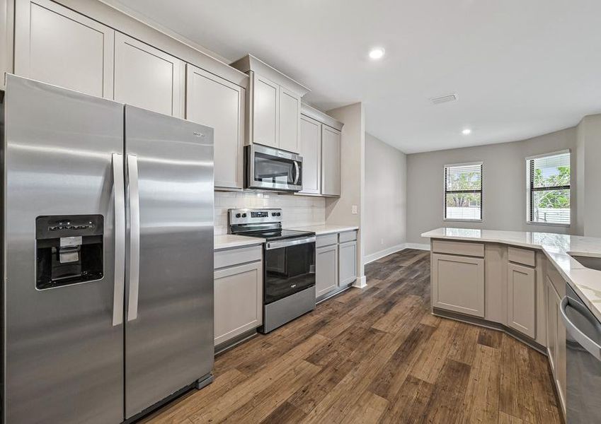 The kitchen also comes chef-ready with stainless steel appliances