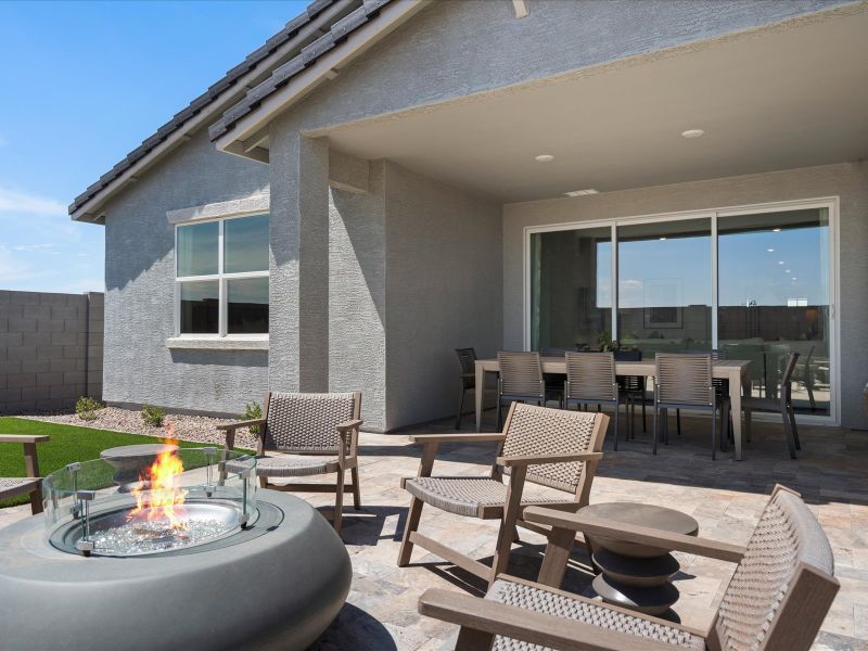 Exterior details and patio area of a home in Rancho Mirage Signature Series, Maricopa (Image 3).