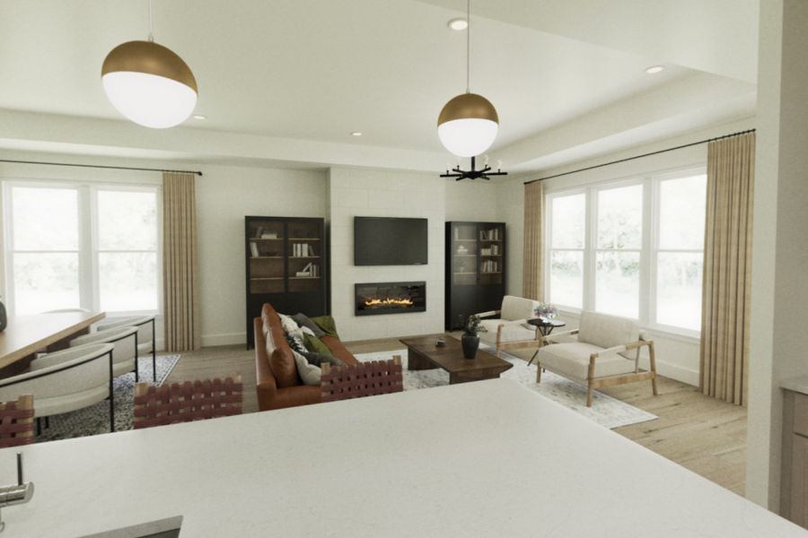 Representative furnished interior of a home built from the Linden by Fischer Homes in Easton Park, Dallas (Image 4).