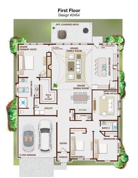 2D floor plan layout for the Grand Somercrest by Grand Homes in Cedar Ridge Estates, Grand Prairie, TX (Image 3).