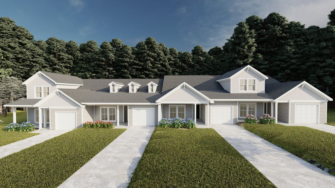 Front exterior of a new home in Windsor Townhomes, North Augusta, SC, highlighting curb appeal (Image 2).