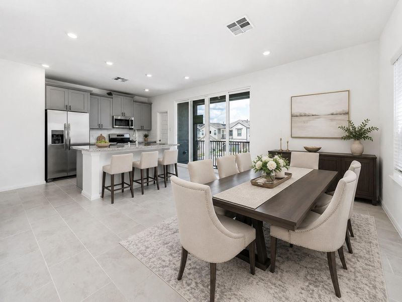 In virtually staged dining kitchen area In virtually staged dining kitchen area