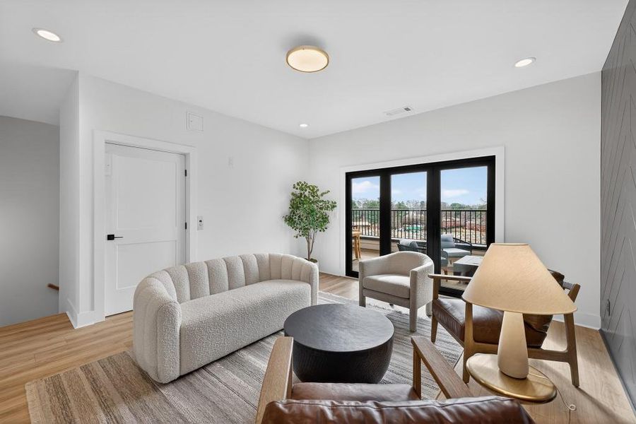 Furnished interior view inside a new home in Skyview On Broad, Sugar Hill (Image 35). Furnished interior view inside a new home in Skyview On Broad, Sugar Hill (Image 35).