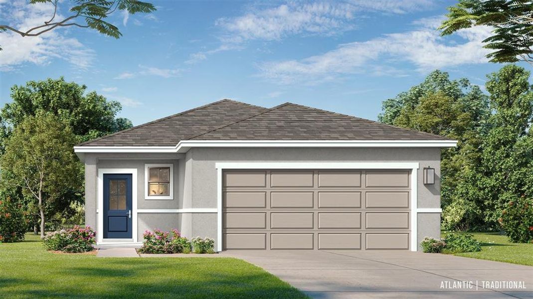 Front exterior of a new home in Hamilton Bluff, Haines City, FL, highlighting curb appeal (Image 1).