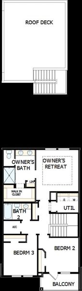 2D floor plan layout of this home in Seven Pines 24' Rear Entry Townhomes, Jacksonville, FL (Image 3).