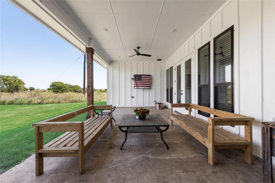 Spacious covered back patio.