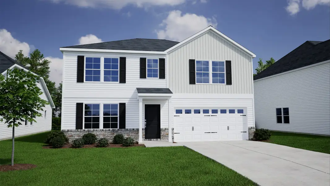 Representative exterior photo of a completed home built from the Turner - Genesis Value Collection by Mungo Homes in Fairfield Place East and West, Chesnee, SC (Image 17). Representative exterior photo of a completed home built from the Turner - Genesis Value Collection by Mungo Homes in Fairfield Place East and West, Chesnee, SC (Image 17).