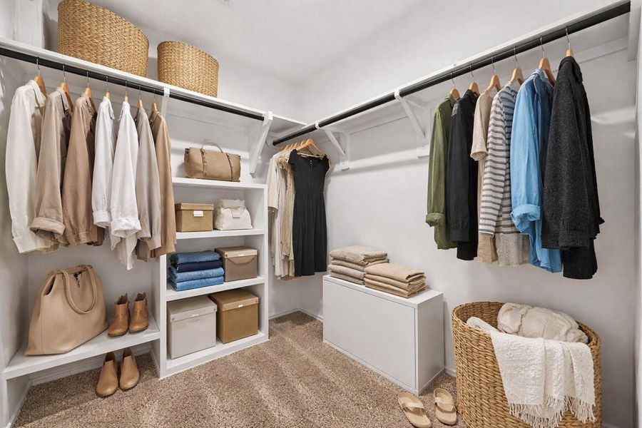 Virtually staged primary closet