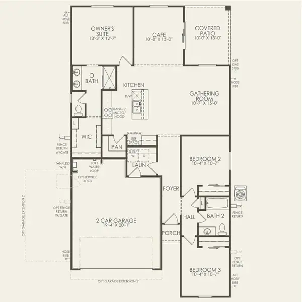 2D floor plan layout for the Bergamot by Pulte Homes in Festival Foothills, Buckeye, AZ (Image 3).