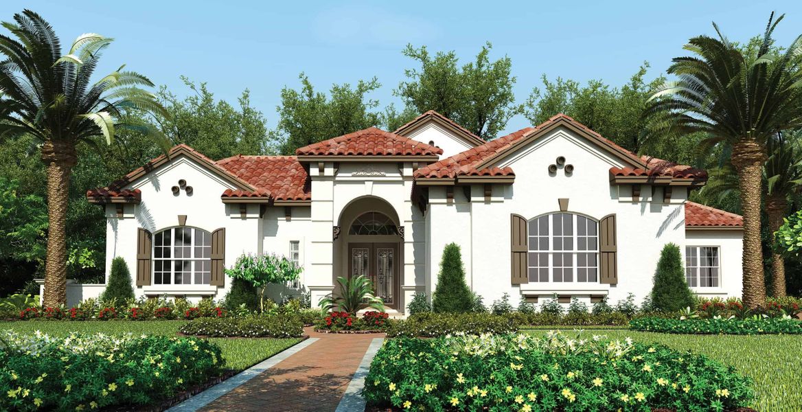Representative exterior photo of a completed home built from the The Courtyard V by ABD Development in Toscana, Palm Coast, FL (Image 1).