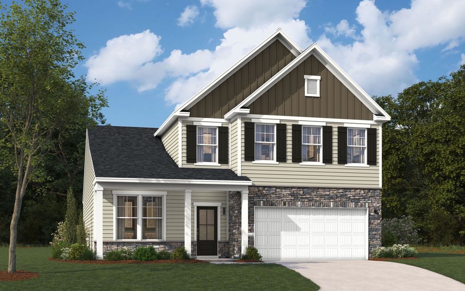 Representative exterior photo of a completed home built from the The Hollins by Stanley Martin Homes in Bridgeport Single Family Homes, Greenville, SC (Image 14). Representative exterior photo of a completed home built from the The Hollins by Stanley Martin Homes in Bridgeport Single Family Homes, Greenville, SC (Image 14).