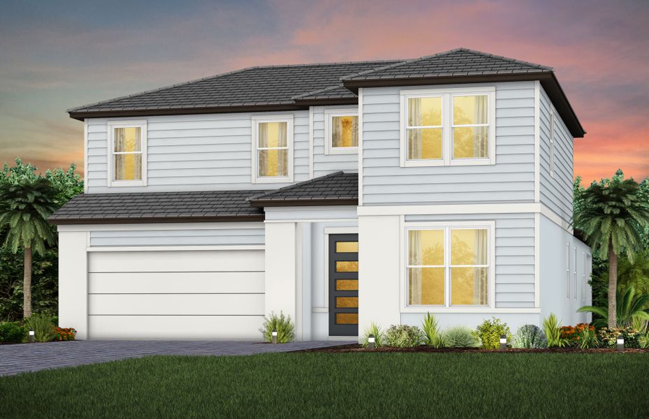 Representative exterior photo of a completed home built from the Coral Grand by Del Webb in Del Webb Explore North River Ranch, Parrish, FL (Image 21). Representative exterior photo of a completed home built from the Coral Grand by Del Webb in Del Webb Explore North River Ranch, Parrish, FL (Image 21).