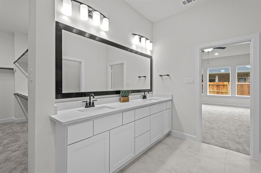 EXAMPLE PHOTO: Dual sinks and quartz counters