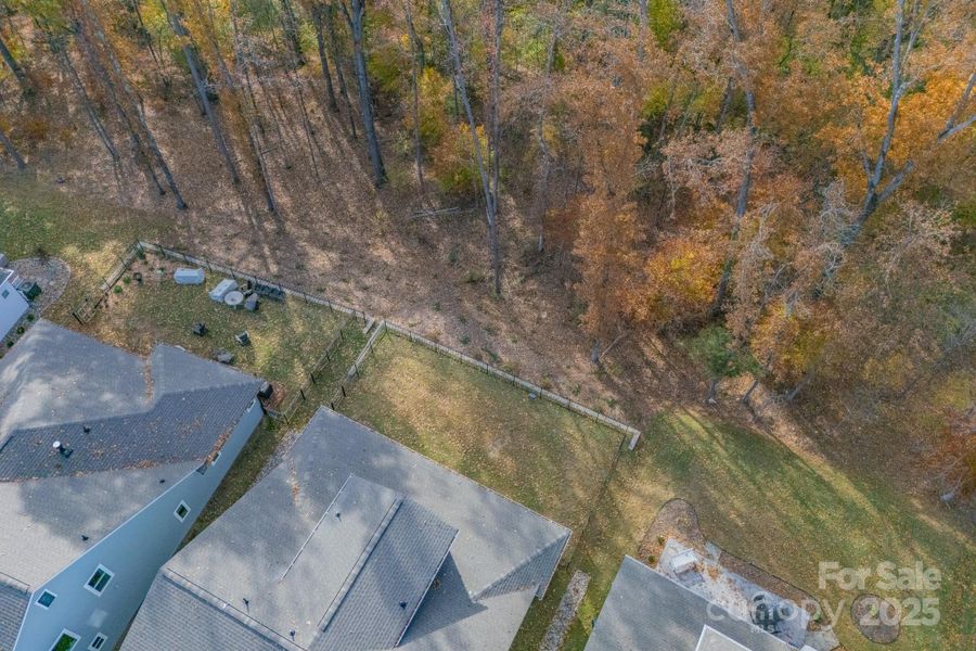 Aerial of Rear Yard and woods