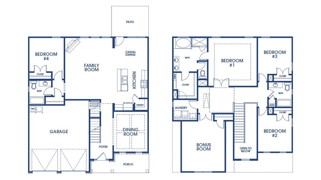 2D floor plan layout for the Fleetwood by D.R. Horton in Evergreen Crossing, Locust Grove, GA (Image 5).