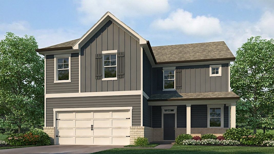 Representative exterior photo of a completed home built from the Flora by D.R. Horton in Sheffield Highlands, Dallas, GA (Image 1).