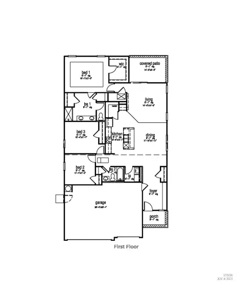 2D floor plan layout for the Lily by D.R. Horton in The Sanctuary at East Argent, Ridgeland, SC (Image 3). 2D floor plan layout for the Lily by D.R. Horton in The Sanctuary at East Argent, Ridgeland, SC (Image 3).