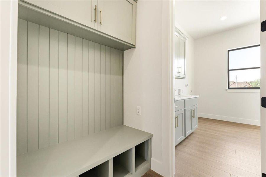 Functional built-in storage provides organization and utility.