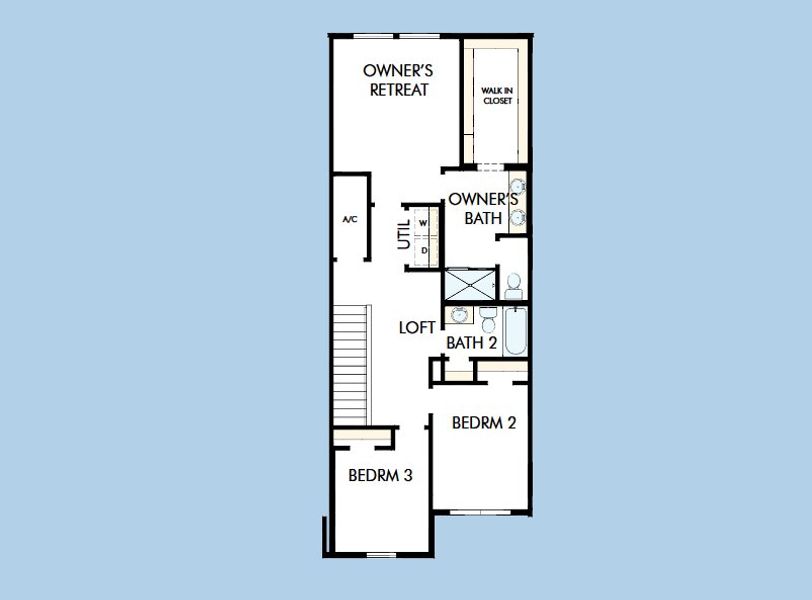 2D floor plan layout for the The Cowden by David Weekley Homes in Waterset Townhomes, Apollo Beach, FL (Image 3).