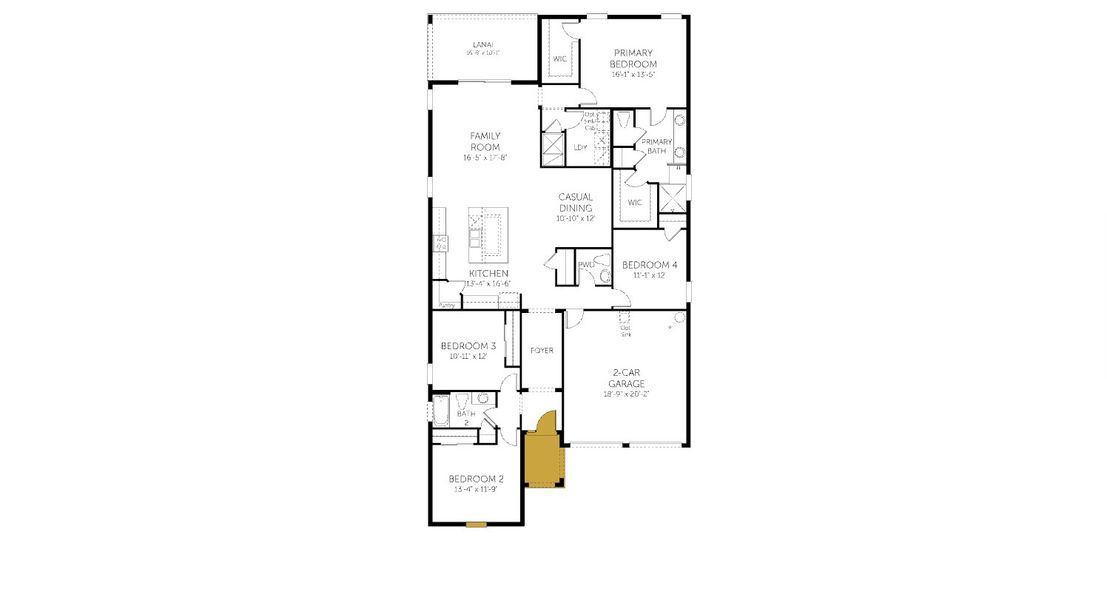 2D floor plan layout for the Anna Maria - 50' Homesites by Dream Finders Homes in Avalon Woods, Winter Garden, FL (Image 3).